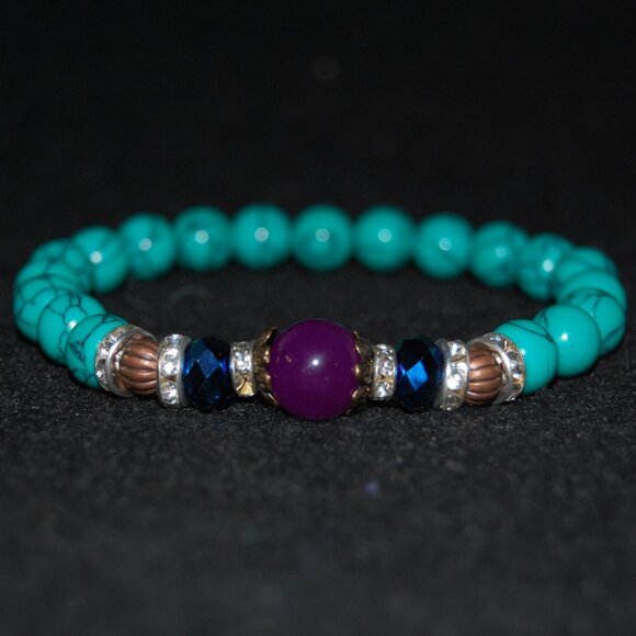 Gemstone Bracelet,Stone Beads Bracelet,MGemstone ulticolor Stone Beaded Bracelet - Picture 2 of 3